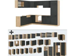 Hot Vicco R-Line Eckküche Anthrazit Landhaus/Goldkraft Eiche 227 x 287 cm AP Anthrazit ohne E-Geräte Anthrazit Struktur