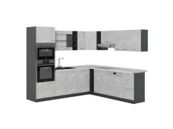 Outlet Vicco R-Line Eckküche /Anthrazit 237 x 247 cm AP Marmor ohne E-Geräte Beton