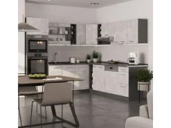 Outlet Vicco R-Line Eckküche /Anthrazit 237 x 247 cm AP Marmor ohne E-Geräte Beton