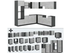 Outlet Vicco R-Line Eckküche /Anthrazit 237 x 247 cm AP Marmor ohne E-Geräte Beton