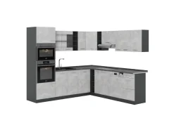 Online Vicco R-Line Eckküche /Anthrazit 237 x 247 cm AP Anthrazit ohne E-Geräte Beton