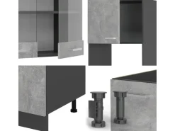 Online Vicco R-Line Eckküche /Anthrazit 237 x 247 cm AP Anthrazit ohne E-Geräte Beton