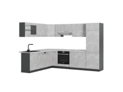 Winkelküchen|Kühlschränke<Vicco R-Line Eckküche /Anthrazit 227 x 287 cm AP Marmor ohne E-Geräte Beton