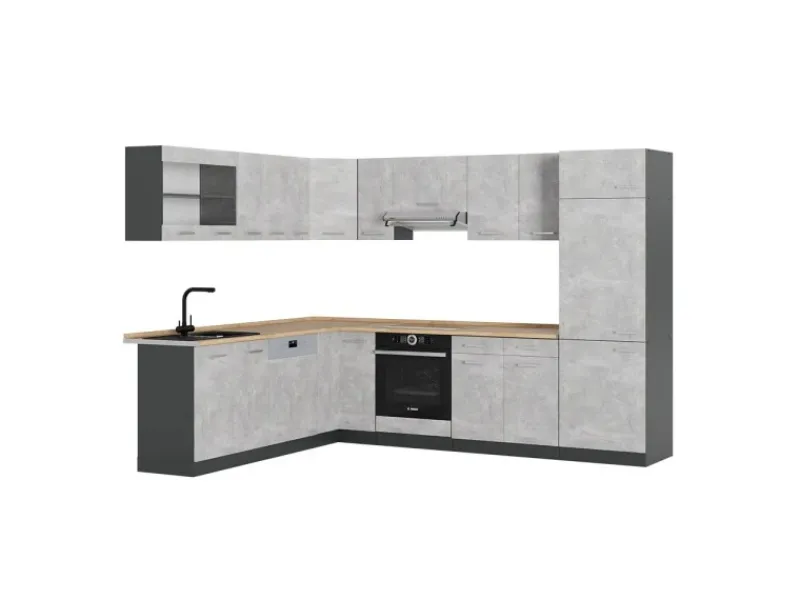 Online Vicco R-Line Eckküche /Anthrazit 227 x 287 cm ohne Arbeitsplatte ohne E-Geräte Winkelküchen