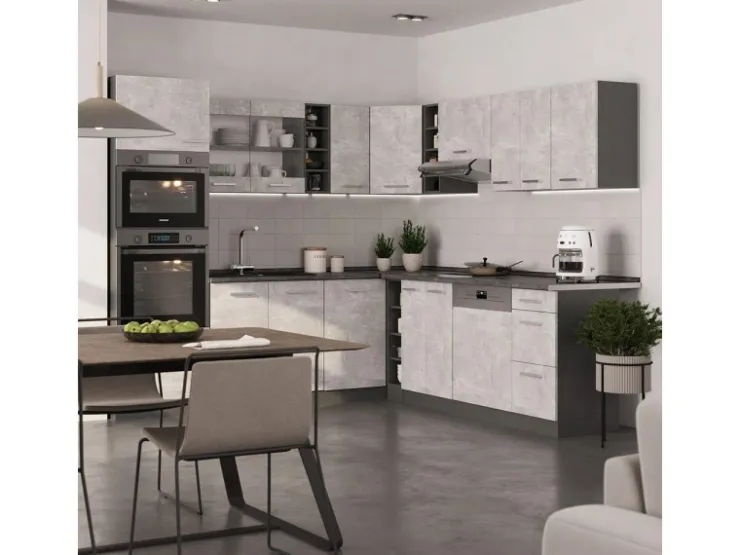 Winkelküchen|Zubehör Für Küchenarmatur<Vicco R-Line Eckküche /Anthrazit 237 x 60 cm ohne Arbeitsplatte ohne E-Geräte Beton