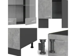 Winkelküchen|Zubehör Für Küchenarmatur<Vicco R-Line Eckküche /Anthrazit 237 x 60 cm ohne Arbeitsplatte ohne E-Geräte Beton