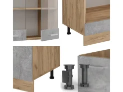 Vicco R-Line Eckküche /Goldkraft Eiche 227 x 287 cm ohne Arbeitsplatte ohne E-Geräte Winkelküchen