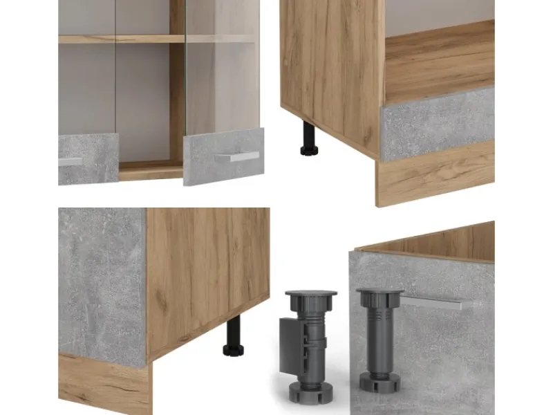 Vicco R-Line Eckküche /Goldkraft Eiche 227 x 287 cm ohne Arbeitsplatte ohne E-Geräte Winkelküchen