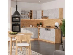 Vicco R-Line Eckküche /Goldkraft Eiche 237 x 247 cm AP Anthrazit ohne E-Geräte Winkelküchen|Einbauküchen