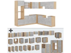 Vicco R-Line Eckküche /Goldkraft Eiche 237 x 247 cm AP Anthrazit ohne E-Geräte Winkelküchen|Einbauküchen