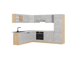 Hot Vicco R-Line Eckküche /Goldkraft Eiche 227 x 287 cm AP Marmor ohne E-Geräte Winkelküchen