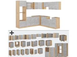 Best Vicco R-Line Eckküche /Goldkraft Eiche 237 x 247 cm AP Eiche ohne E-Geräte Beton