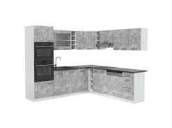 Winkelküchen|Kücheninseln<Vicco R-Line Eckküche Beton/Weiß 237 x 247 cm AP Anthrazit ohne E-Geräte Betongrau