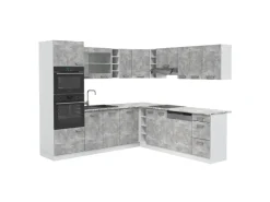 Sale Vicco R-Line Eckküche Beton/Weiß 237 x 60 cm ohne Arbeitsplatte ohne E-Geräte Winkelküchen