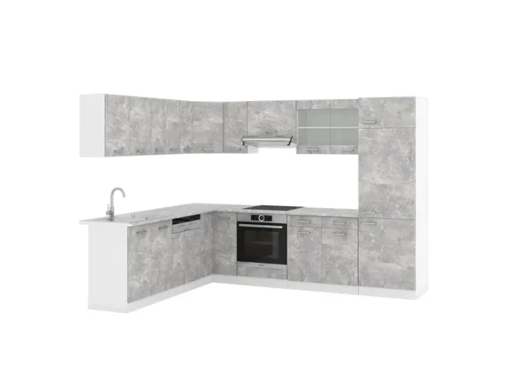 Best Vicco R-Line Eckküche 227 x 287 cm ohne Arbeitsplatte ohne E-Geräte Beton