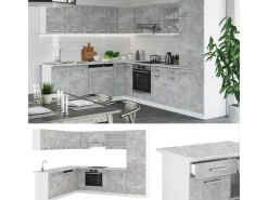 Best Vicco R-Line Eckküche 227 x 287 cm ohne Arbeitsplatte ohne E-Geräte Beton