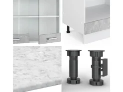 Best Vicco R-Line Eckküche 227 x 287 cm ohne Arbeitsplatte ohne E-Geräte Beton