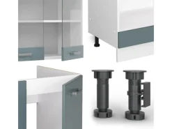 Online Vicco R-Line Eckküche Blau-Grau 227 x 287 cm AP Marmor ohne E-Geräte Winkelküchen
