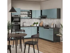 Sale Vicco R-Line Eckküche Blau-Grau/Anthrazit 237 x 247 cm AP Anthrazit ohne E-Geräte Winkelküchen|Einbauküchen