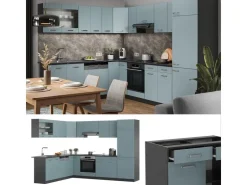 Outlet Vicco R-Line Eckküche Blau-Grau/Anthrazit 227 x 287 cm AP Anthrazit ohne E-Geräte Blaugrau
