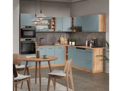 Vicco R-Line Eckküche Blau-Grau/Goldkraft Eiche 237 x 247 cm AP Anthrazit ohne E-Geräte Blaugrau