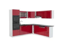 New Vicco R-Line Eckküche Bordeaux Hochglanz/Weiß 237 x 247 cm AP Anthrazit ohne E-Geräte Brilliant Bordeaux