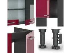 Winkelküchen|Einbauküchen<Vicco R-Line Eckküche Bordeaux Hochglanz/Anthrazit 237 x 247 cm AP Anthrazit ohne E-Geräte Brilliant Bordeaux