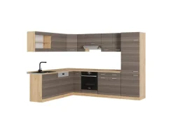 Outlet Vicco R-Line Eckküche /Goldkraft Eiche 227 x 287 cm AP Eiche ohne E-Geräte Edelgrau