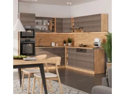 Sale Vicco R-Line Eckküche /Goldkraft Eiche 237 x 60 cm ohne Arbeitsplatte ohne E-Geräte Edelgrau