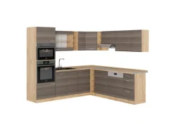 New Vicco R-Line Eckküche /Goldkraft Eiche 237 x 247 cm AP Eiche ohne E-Geräte Edelgrau