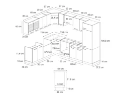 Best Vicco R-Line Eckküche /Anthrazit 227 x 287 cm AP Eiche ohne E-Geräte Winkelküchen