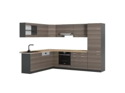 Winkelküchen|Herde<Vicco R-Line Eckküche /Anthrazit 227 x 287 cm ohne Arbeitsplatte ohne E-Geräte Edelgrau