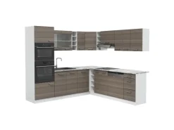 Discount Vicco R-Line Eckküche /Weiß 237 x 60 cm ohne Arbeitsplatte ohne E-Geräte Edelgrau