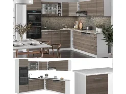 Discount Vicco R-Line Eckküche /Weiß 237 x 60 cm ohne Arbeitsplatte ohne E-Geräte Edelgrau