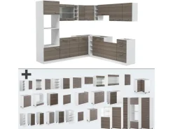 Discount Vicco R-Line Eckküche /Weiß 237 x 60 cm ohne Arbeitsplatte ohne E-Geräte Edelgrau