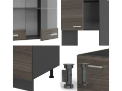 Online Vicco R-Line Eckküche /Anthrazit 237 x 247 cm AP Eiche ohne E-Geräte Winkelküchen