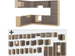 Clearance Vicco R-Line Eckküche /Goldkraft Eiche 227 x 287 cm AP Anthrazit ohne E-Geräte Winkelküchen