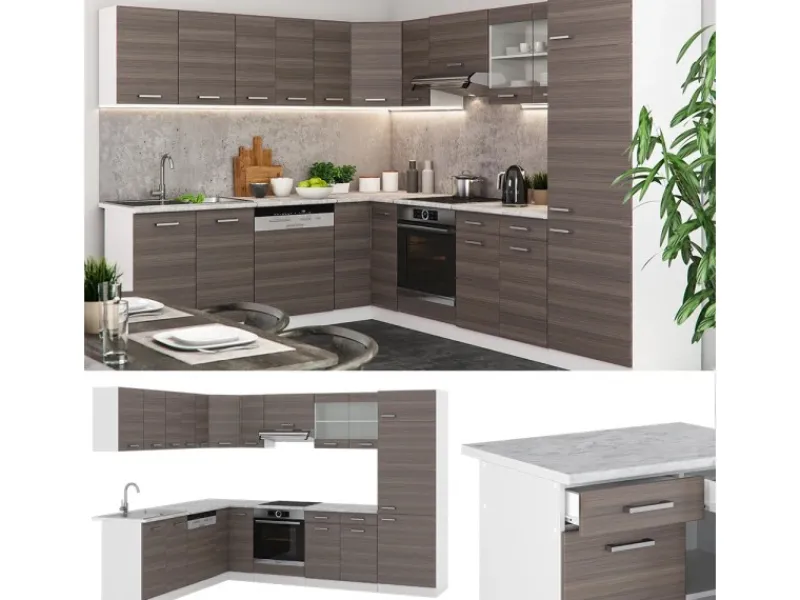 Sale Vicco R-Line Eckküche /Weiß 227 x 287 cm AP Anthrazit ohne E-Geräte Winkelküchen|Einbauküchen