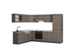Clearance Vicco R-Line Eckküche /Anthrazit 227 x 287 cm AP Marmor ohne E-Geräte Edelgrau