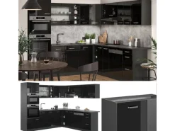 Discount Vicco R-Line Eckküche /Anthrazit 237 x 247 cm AP Marmor ohne E-Geräte Winkelküchen|Einbauküchen