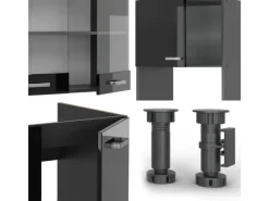 Discount Vicco R-Line Eckküche /Anthrazit 237 x 247 cm AP Marmor ohne E-Geräte Winkelküchen|Einbauküchen