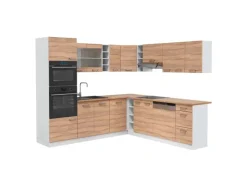 Best Vicco R-Line Eckküche Sonoma/Weiß 237 x 247 cm AP Eiche ohne E-Geräte Winkelküchen|Einbauküchen