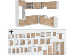 Outlet Vicco R-Line Eckküche Sonoma/Weiß 237 x 60 cm ohne Arbeitsplatte ohne E-Geräte Sonoma-Weiß