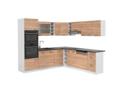 Best Vicco R-Line Eckküche Sonoma/Weiß 237 x 247 cm AP Anthrazit ohne E-Geräte Sonoma-Weiß