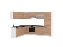 Vicco R-Line Eckküche Sonoma/Weiß 227 x 287 cm AP Anthrazit ohne E-Geräte Sonoma-Weiß