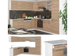 Vicco R-Line Eckküche Sonoma/Weiß 227 x 287 cm AP Anthrazit ohne E-Geräte Sonoma-Weiß