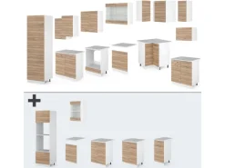 Clearance Vicco R-Line Eckküche Sonoma 227 x 287 cm ohne Arbeitsplatte ohne E-Geräte Winkelküchen