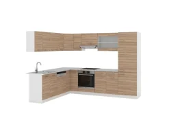 Winkelküchen|Einbauküchen<Vicco R-Line Eckküche Sonoma 227 x 287 cm AP Marmor ohne E-Geräte Sonoma Eiche