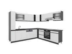 New Vicco R-Line Eckküche /Anthrazit 257 x 277 cm J-ShapeAP Anthrazit ohne E-Geräte Winkelküchen|Single-Küchen