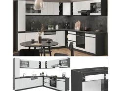 New Vicco R-Line Eckküche /Anthrazit 257 x 277 cm J-ShapeAP Anthrazit ohne E-Geräte Winkelküchen|Single-Küchen